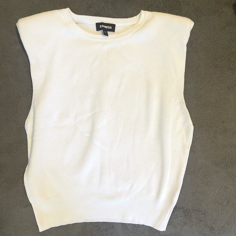 Express Ribbed Padded Shoulder Sweater